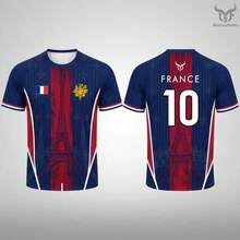 New France Flag Printed T-Shirt Men Breathable And Quick-Drying Soccer Jersey Unisex Casual Sports Training Short-Sleeved Top - TEkfb50026FM - 查看 11