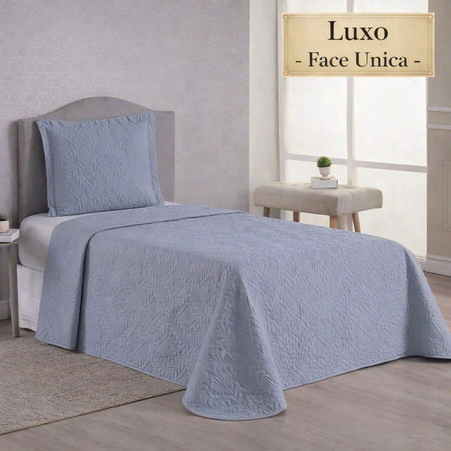 Luxury Single Bedspread, One-Sided, 2 Pieces, Ultrasonic Quilting, 11 Colors Available - Grey - View 1