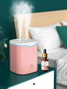 2L Large Capacity Desktop Humidifier, Includes 10ml Aromatherapy Essential Oil, 7-Color LED Light, USB Powered, Cool Mist, Suitable For Large Rooms, Offices, Living Rooms, Bedrooms And Plant Humidification, Home Decor, Pink/Green/White - Multiple Styles - View 3