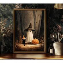 Fantasmas de Halloween Arte de pared Academia oscura Decoracin de pared Pster de fantasmas en bosque mgico para Halloween Sala gtica Imgenes de arte gtico clsico, lona impreso para colgar en el - Marrón + 16L"x24W" posters - Ver 4