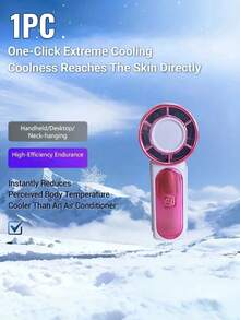 1pc Mini Handheld Fan - 4000rpm, LED Smart Display, USB Rechargeable, Mini Super Cooling Device, Turbo Fan, Suitable For Summer, Outdoor, Camping, Travel, Beach, Sports, Office, Study, Beach, Party, Makeup, Daily Use, Cooling Tool, Summer Essential - Fans - View 10