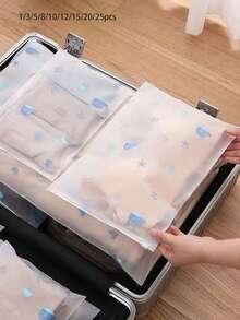 1/3/5/8/10/12/15/20/25入 透明收納袋，適用於DIY手工藝用品、出貨包裝袋，磨砂拉鍊塑膠袋保持衣物清潔，透明塑膠衣物袋用於包裝T恤、文件、衣物，塑膠密封袋，可重複使用 - 彩色 - 查看 1