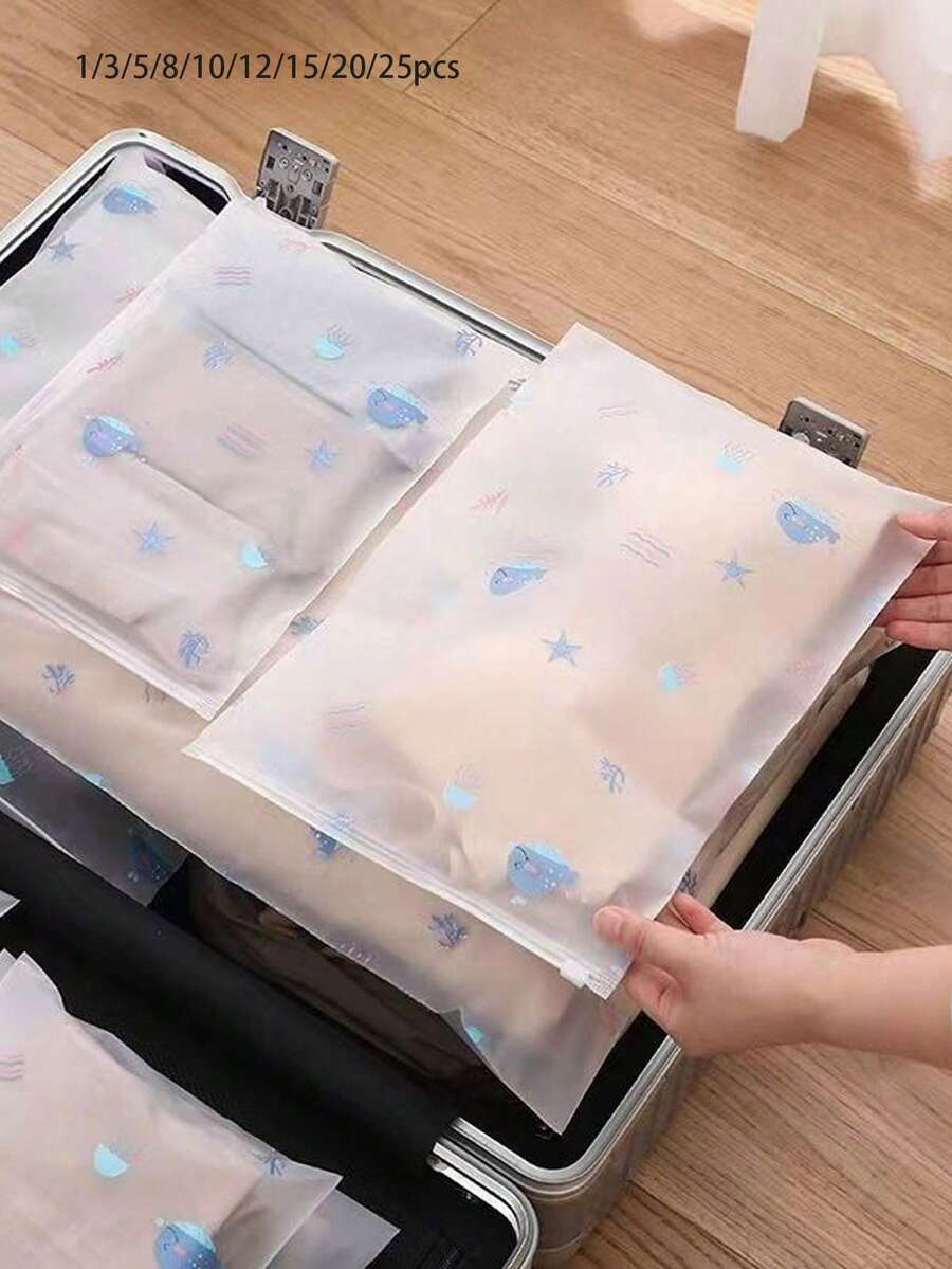 1/3/5/8/10/12/15/20/25入 透明收納袋,適用於DIY手工藝用品、出貨包裝袋,磨砂拉鍊塑膠袋保持衣物清潔,透明塑膠衣物袋用於包裝T恤、文件、衣物,塑膠密封袋,可重複使用 - 彩色 - 查看 1