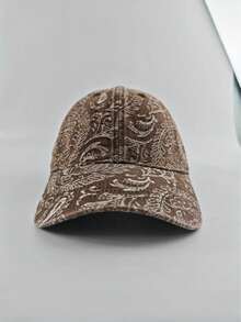 Gorra de béisbol vintage con patrón de anacardo desgastado, gorra de estilo callejero versátil con parte superior suave y visera, y sombrero de sol único - A - Ver 10