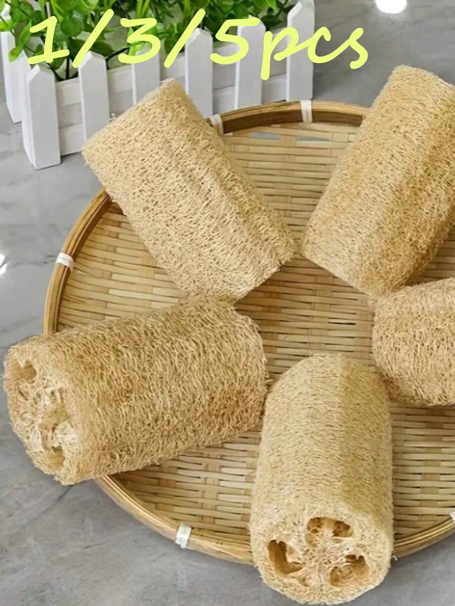1/3/5pcs Sponge Set - Exfoliating Body & Kitchen Cleaning Pads, Fragrance-Free Minimalist Design, Multipurpose Bath Sponge & Brush, Suitable For Spa Bathroom Kitchen Dining Room, Sensitive Light Beige, Essential Spa Body Scrub & Dish Brush Accessories - View 1
