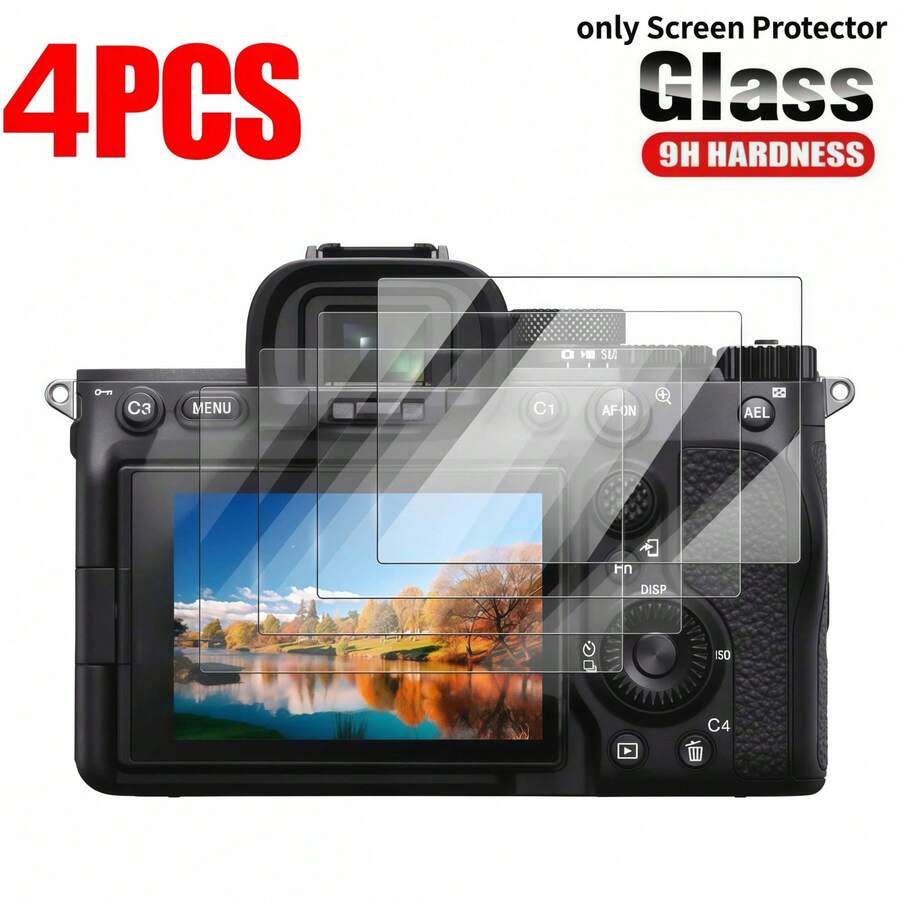 4pcs Screen Protector For A7M5/A7V/A7M4 Cameras, 9H Hardness Tempered Glass, Silky Touch, High Definition Transparent, Easy Installation, Anti-Fingerprint Anti-Oil Stain, Suitable For Camera Screen Protection, 9H Tempered Glass Protection Set, Packed In Reusable Storage Box, Anti-Scratch, Bubble-Free, Easy Installation.