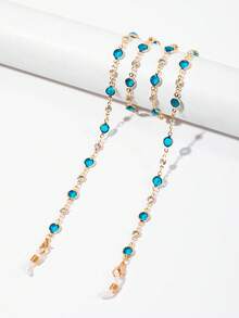1pc Metal Glasses Chain With Metal Trim And Colorful Rhinestone Inlay, Elegant Decorative Anti-Loss Fashion Travel Essential Glasses Chain For Women - Multicolor - View 4