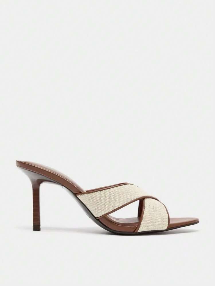 2026 Spring/Summer New Women's Mule Style Mid-Thin Heel Low Heel Sandals - Brown - View 3