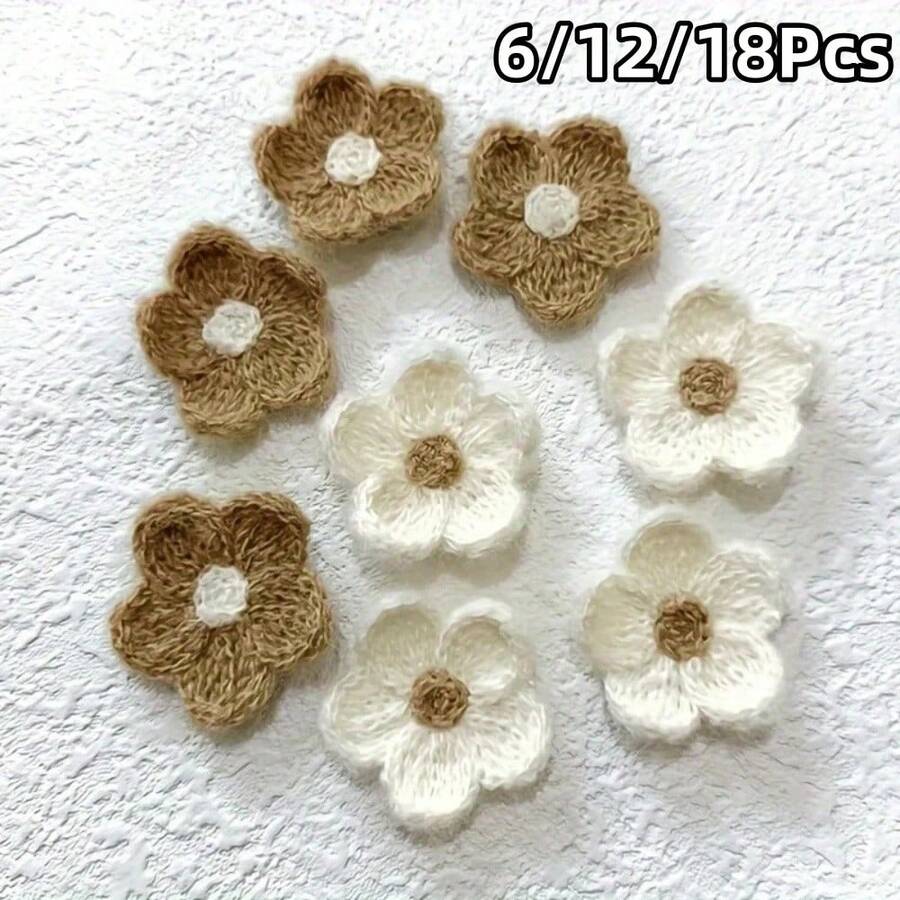 6/12/18Pcs Floral Applique Patches, Suitable For Clothing, Hats, Shoes, Crafts, Sewing Supplies, Fabric Patches, Headwear, Embroidery Flower Pieces, DIY Clothing, Shoes, Hats Accessories