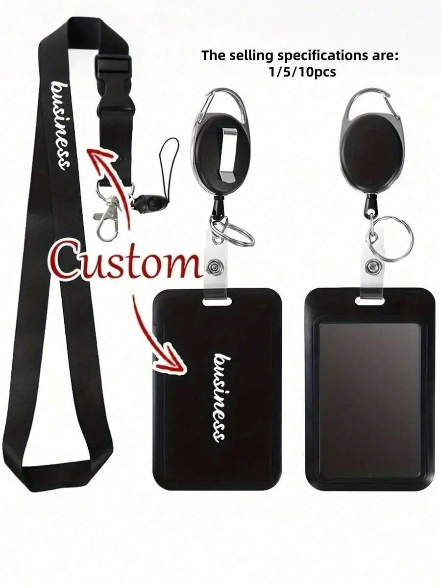 1/5/10pcs Customizable Name Work Card Set, Expandable Buckle Type ID Card Set, Badge Bus Card, Detachable, Including Hanging Rope, Expandable Buckle Type, Suitable For Customizing Work Card Set - Multicolor - View 1