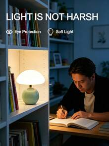USB供電蘑菇桌燈，LED床頭夜燈，不刺眼暖光，適用於臥室、書桌、居家裝飾 - 均碼 - 查看 2