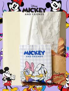 1 pieza Bolsa de lona con estampado oficial de Disney Pato Donald/Pato Daisy, bolso de mano de dibujos animados lindo para niñas, bolsa tote de gran capacidad, bolsa de compras plegable, bolso de hombro ligero, adecuado para estudiantes/estudiantes universitarios/adolescentes/jóvenes, adecuado para uso diario/salidas/compras/desplazamientos - Azul - Ver 12