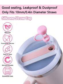 1/2/6pcs Capuchons de paille réutilisables en silicone 10mm/0,4in, bouchons de paille compatibles avec les gobelets 30oz 40oz, anti-déversement, anti-fuite, anti-éclaboussures et anti-poussière, accessoires de tasse mignons, cadeau pour fête, anniversaire, rentrée scolaire, Noël - Multicolore - Voir 5
