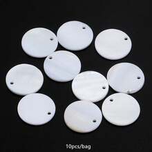 5/10/20/30pcs/Pack Round Shell Pendant, White Shell Material Pendant With Holes, Necklace Bracelet Earring Pendant, Clothing Decor, DIY Craft Jewelry Accessories - White - View 15