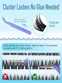 120 Clusters C Curl Fluffy Self-Adhesive Eyelash Clusters, Press-On Pre-Glued Eyelash Clusters, No Glue Needed, No Remover Needed, Easy To Apply, Time-Saving - C - View 5
