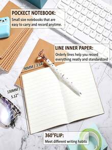 4pcs Mini Notebooks, Pocket Journals, Memo Pads, Logbooks, 64 Pages Black Exercise Books, Kraft Paper - Multiple Styles - View 4