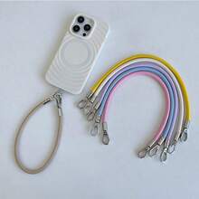 1pc Solid Color Phone Lanyard, Minimalist PU Wrist Strap Daily Gift Phone Charm - Multicolor - View 2