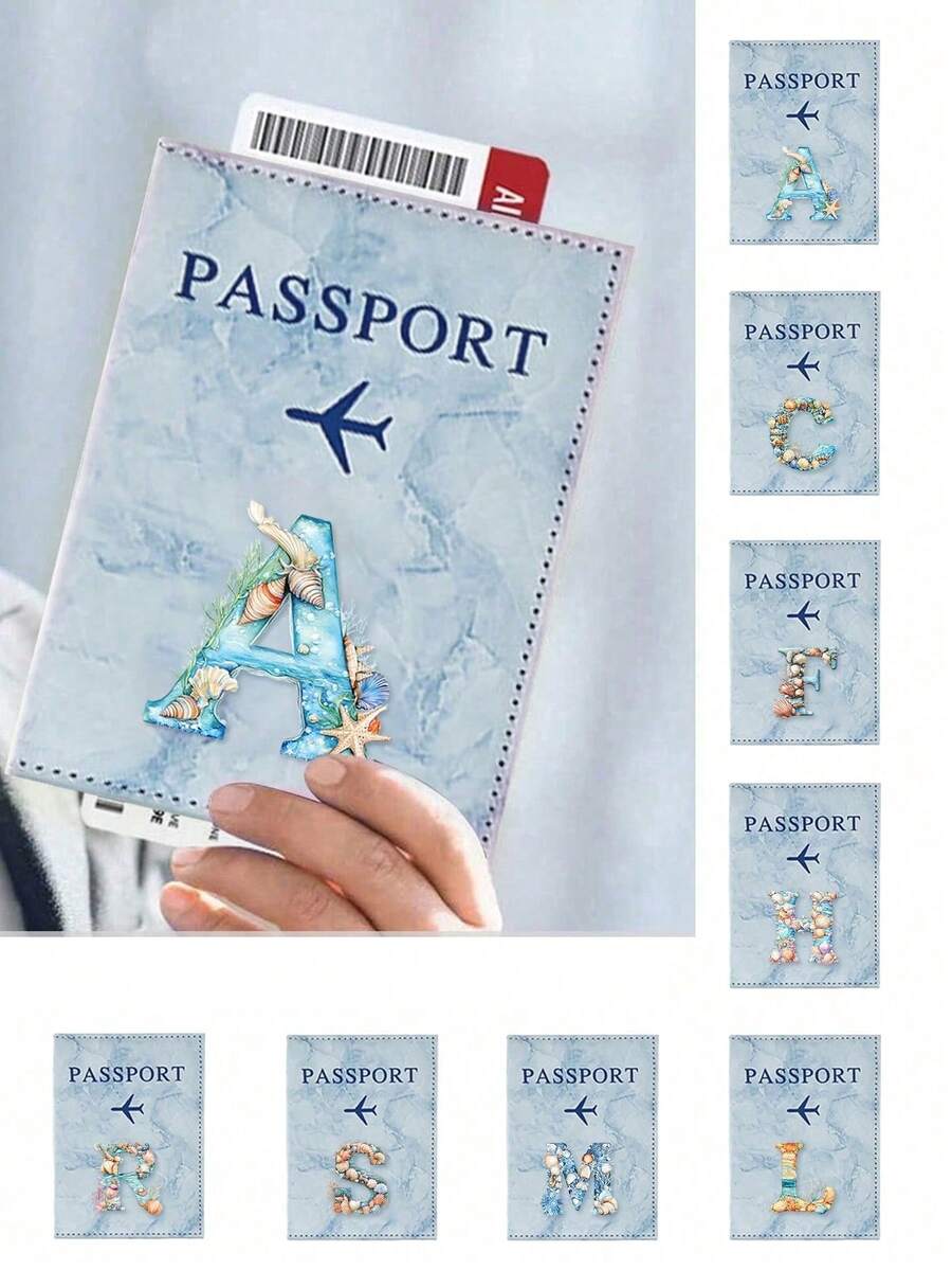 情侣旅行护照套,贝壳星形图案,仿皮护照夹,护照卡套,适合蜜月旅行,PU皮护照夹,护照套,护照钱包,护照卡套,轻便时尚的航空旅行配件,适合男女商务旅行、学生旅行、旅行、航班和返校季。 - 彩色 - 查看 1