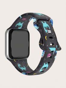Apple 太空恐龍圖案矽膠錶帶 - 彩色 - 查看 2