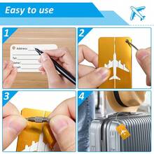 6/8pcs Aluminum Alloy Luggage Tags Set High Quality Design With Secure Steel Loop Sturdy & Stylish Perfect For Easy Identification Needs - Random Color - View 8