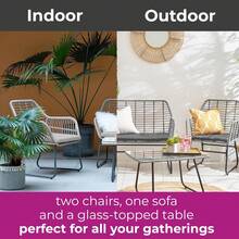 Outdoor Indoor Wicker Rattan Garden Furniture Sofa Chair Table Set With Natural Cushion For Patio Balcony - Dark Grey Cushion - View 4