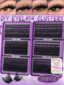432/480 pièces Cils Faux Courbure D 3 Styles Mélangés Cils Segmentés DIY avec Outils pour Débutants, Kit d'Extensions de Cils Segmentés Épais et Moelleux, Ensemble de Cils Faux au Look Naturel, Effet Yeux 3D/5D Maquillage, Convient pour le Quotidien, le Mariage, la Photographie. - Multicolore - Voir 17