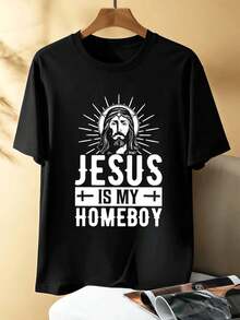 Men's Christian Graphic T-Shirt, Casual Style, Quality Fabric, Comfortable Fit, Hip Hop Street Style, Art Print - Preto - Ver 1