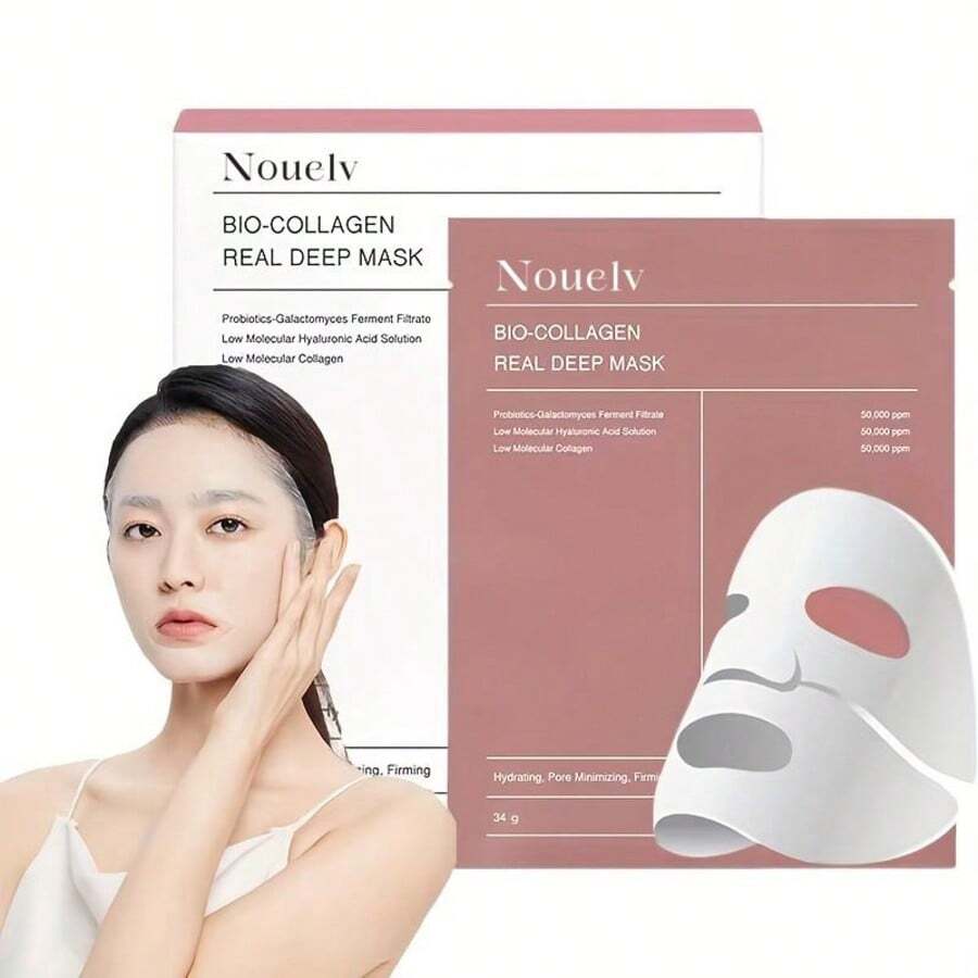 Nouelv 4組/盒可吸收生物膠原蛋白面膜保濕護膚,白色轉透明全臉可拆卸水溶性面膜,深層保濕睡眠面膜 - 4Pcs/Box - 查看 1