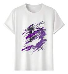 Purple And White Brush Line T-Shirts - 白色 - 查看 1