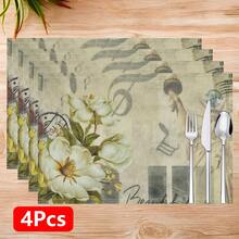 1 pièce/4pcs/6pcs, Décoration d'intérieur, Napperons en lin imprimés avec motif de collage artistique vintage, convenant pour la table à manger, décoration toutes saisons pour le printemps, l'été, l'automne, l'hiver, style moderne lavable, décoration de chambre, napperons, sous-verres, napperons de table de cuisine, décoration de fête intérieure et extérieure, décoration d'intérieur, cadeau idéal - Multicolore - Voir 17