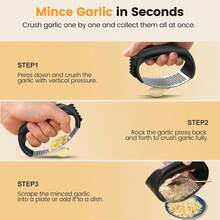 Garlic Press,Stainless Steel Garlic Mincer Crusher,Easy To Use And Clean,Ergonomic Handle,Easy Kitchen Gadget For Effortless Smashing,Kitchen Essentials,Home And Kitchen Utensils Accessories,Cooking - White - View 3