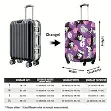 Miniso Cool Kuromi Skull & Heart Print Suitcase Cover, Stretchy Protective Luggage Skin, Gothic Anti-Dust Travel Protector - Color - View 4
