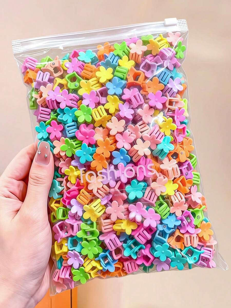 100/50/30pcs Macaron Color Small Flower Hair Clips, Durable Compact Non-Damaging Hair Accessories, Sweet Cute Hair Clips For Girls And Kids, Suitable For Daily Wear, School, Vacation And Party - Multicolor - View 1