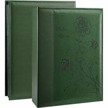 - lbum de fotos de 4x 6 pulgadas, 300 fotos, cubierta de piel de gran capacidad, capacidad para lbumes de fotos familiares y bodas, capacidad para 300 fotos horizontales de 4x 6 pulgadas - 300 Pockets + Verde oscuro - Ver 2