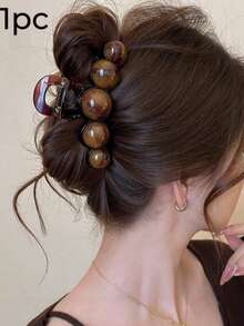 1 Stück hochwertige Haarspange mit Kunstperlen, große Größe geeignet für dickes Haar, Haaraccessoire, Strumpfstoff, Strumpffüllung, Damen-Strumpffüllung, Damen-Schal-Füllung, Erwachsenen-Strumpffüllung, Haarzubehör, Erwachsenen-Haaraccessoires, Haaraccessoires, Geschenkideen für Frauen, Beauty-Strumpffüllung, Damen-Strand-Haarspange-Sommer-Set - Verschiedenfarbig - Übersicht 1