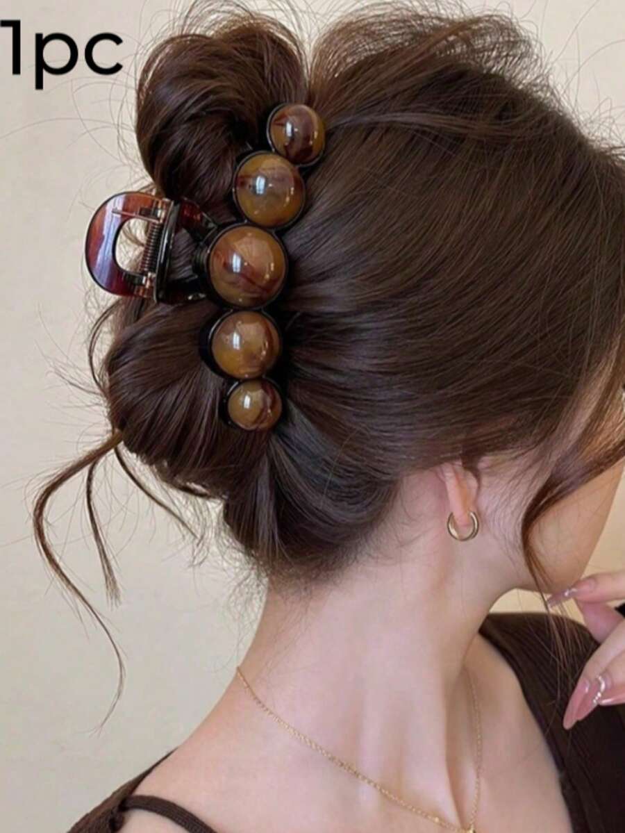 1 Stück hochwertige Haarspange mit Kunstperlen, große Größe geeignet für dickes Haar, Haaraccessoire, Strumpfstoff, Strumpffüllung, Damen-Strumpffüllung, Damen-Schal-Füllung, Erwachsenen-Strumpffüllung, Haarzubehör, Erwachsenen-Haaraccessoires, Haaraccessoires, Geschenkideen für Frauen, Beauty-Strumpffüllung, Damen-Strand-Haarspange-Sommer-Set - Verschiedenfarbig - Übersicht 1