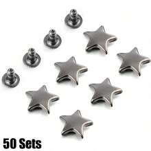 50/100pcs Metal Star Shaped Rivets, Suitable For Leather Crafts, Clothing, Bags, Shoes DIY, Rivet Decoration - Multicolor - View 13