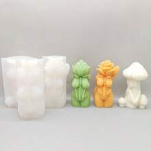 Moldes de silicona para velas de cuerpo de rosa 3D para hacer velas de resina, pilares de aromaterapia, velas de cera, jabn floral, arcilla para manualidades - Cuerpo de rosa - Ver 5