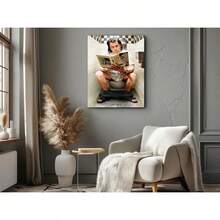 Canvas Painting Aesthetic Decoration, "Pulp Fiction" Toilet Scene. Exquisite Poster Art, Wooden Frame Artwork (1 Piece), Thickness 2.5 Cm / 1 Inch, Suitable For Various Home Decoration Occasions And Various Festival Decoration Gifts. - 有框架 - 查看 2