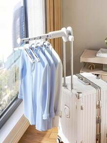 Retractable Travel Clothes Drying Rack, Portable Folding Hanging Rack, Suitable For Hotel, Indoor Use, No Drilling Required, Space-Saving, Foldable Design With Rotating Clips, Suitable For Dorm, Bathroom And Closet - White Plastic, Strong Grip, Clothes Drying Rack, Clothes Drying Rack - Multicolor - View 3