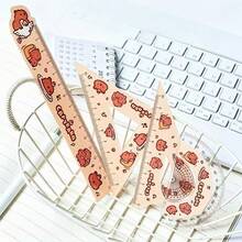 4件/1組水豚4件尺組，卡通直尺、三角尺和量角器4件組，多功能辦公室和學校文具，可愛水豚尺組，透明壓克力量角器，圓規和尺，適用於學校和辦公室使用，返校季節，學習文具，學生理想禮物，教室獎勵，學校用品，辦公用品，文具用品，文具，水豚周邊，水豚，返校 - A - 查看 2