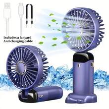 1pc Ultra Portable Mini Handheld Electric Fan, USB Rechargeable Portable Fan, 5 Speed Settings, Digital Display, Halter, Foldable With Base Desktop Fan, Suitable For Summer Office, Beach, Dorm, Outdoor, Travel, Camping, School, Room Decor 800mAh - N15 - View 14