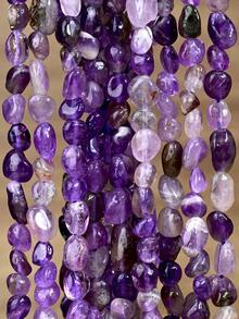Natural Amethyst Loose Beads, Asymmetrical Spacer Beads, Handmade Women's Jewelry Gift, DIY Necklace Bracelet Earring Accessories, 40CM/15.75 Inches - Multicolor - View 5
