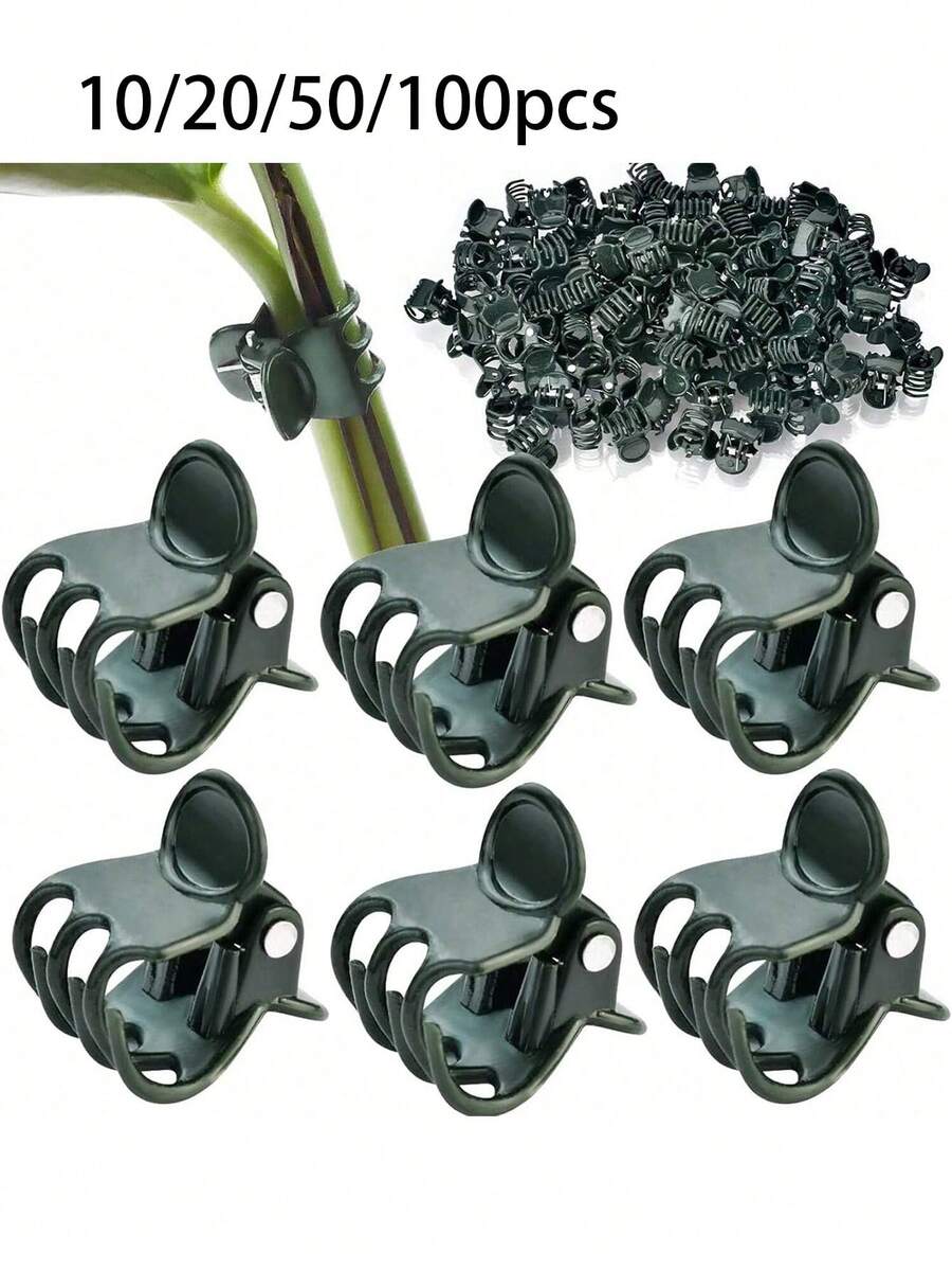 10/20/50/100pcs Plastic Plant Support Clips, Orchid Stem Clips, Vine Supports, Vegetable & Flower Binding & Fixing Gardening Tools - Multicolor - View 1