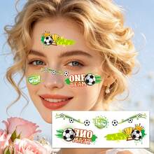 6Sheets Soccer Fan Cheer Face Temporary Tattoos, Sports Football Match Temporary Face Tattoo Stickers, Festivals & Parties, Football-Patterns Body Stickers For Arms & Face, Waterproof Football Themed Stickers - Multicolor - View 4