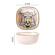 TOM AND JERRY. 1pc Official Authentic Super Cute Ceramic Small Square Bowl, Thickened Heat-Resistant Seasoning Dish, Long-Lasting Non-Fading Underglaze Color, Multi-Purpose Bowl For Snacks / Side Dishes / Dipping Sauces - Multicolor - View 12