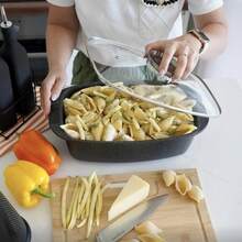 Marble Coated Roasting Pan With Glass Lid 6.5L | Non-Stick Aluminum Casserole Dish | Induction Oven Compatible | 40 X 25 Cm - View 2