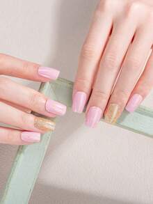 Milk Jelly White Semi-Cured Gel Nail Stickers 20pcs Fashion Color Long-Lasting Full Coverage Gel Nail Art Stickers - Baby Pink - View 5
