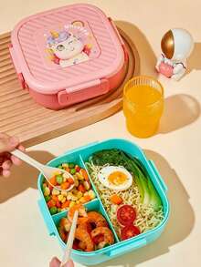 Kreativ kvadratisk matlåda för förvaring, lunchlådeset i makaronfärg, stor kvadratisk bento-låda, bärbar matlåda för studenter, mikrovågsugnssäkra matbehållare, kylskåpslåda för matförvaring - Multifärgad - Visa 3