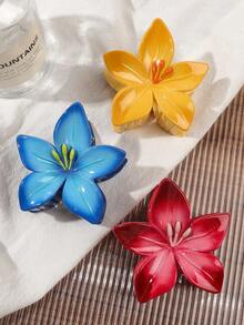 3 pièces Pince à cheveux fleur dégradé rouge bleu jaune orange vert pour chignon arrière demi-attache haute couronne pince queue de cheval style coréen doux énergique fille frais doux mignon accessoire cheveux voyage vacances rendez-vous shopping thé de l'après-midi - Multicolore - Voir 2